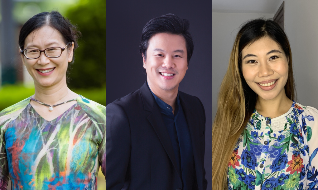 Bà Phạm Thị Cúc Hà, nghệ sĩ quốc tế Thanh Bùi và MC Phoebe Trần (từ trái sang) tham gia tọa đàm "Shine with Australia - Tỏa sáng cùng Australia".