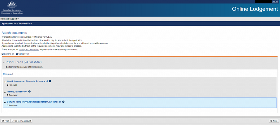 Đính kèm các file hồ sơ ở trang cuối Du học sinh cần đính kèm các file hồ sơ ở trang cuối