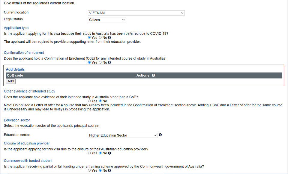 Số eCOE là số xác nhận ghi danh được trường Đại học cung cấp. Du học sinh cần điền số eCOE tại mục CoE code