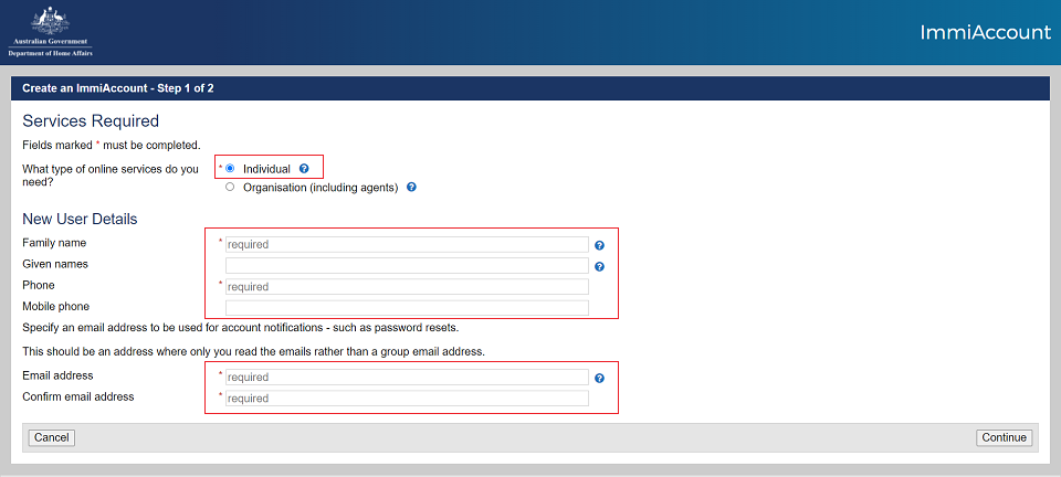 Khai báo họ tên và số điện thoại và nhấn continue để tiếp tục. Du học sinh cần khai báo chính xác họ tên và số điện thoại