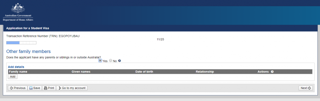 Xác nhận các thành viên khác có đi cùng hay không tại trang 11 Trang 11 hỏi về các thành viên khác (bố mẹ, anh chị em, bố mẹ vợ/chồng)