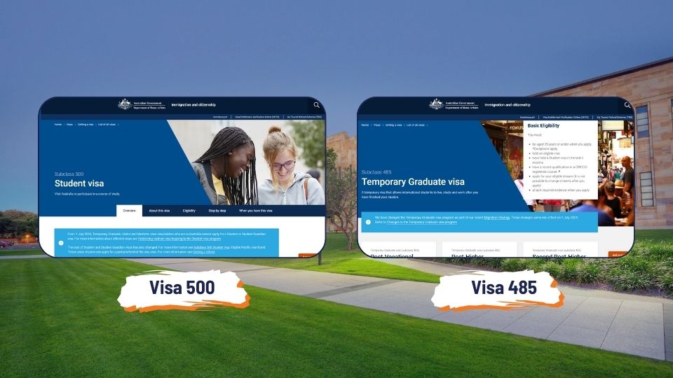 Visa 500 và visa 485 là các loại visa du học Úc mà học sinh, sinh viên quan tâm.