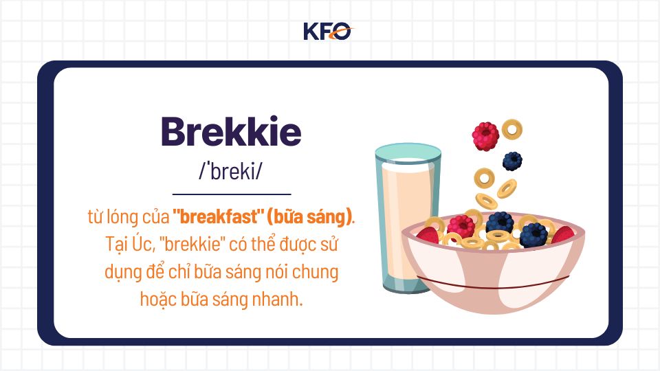 Bữa sáng trong tiếng Anh Úc nói như thế nào