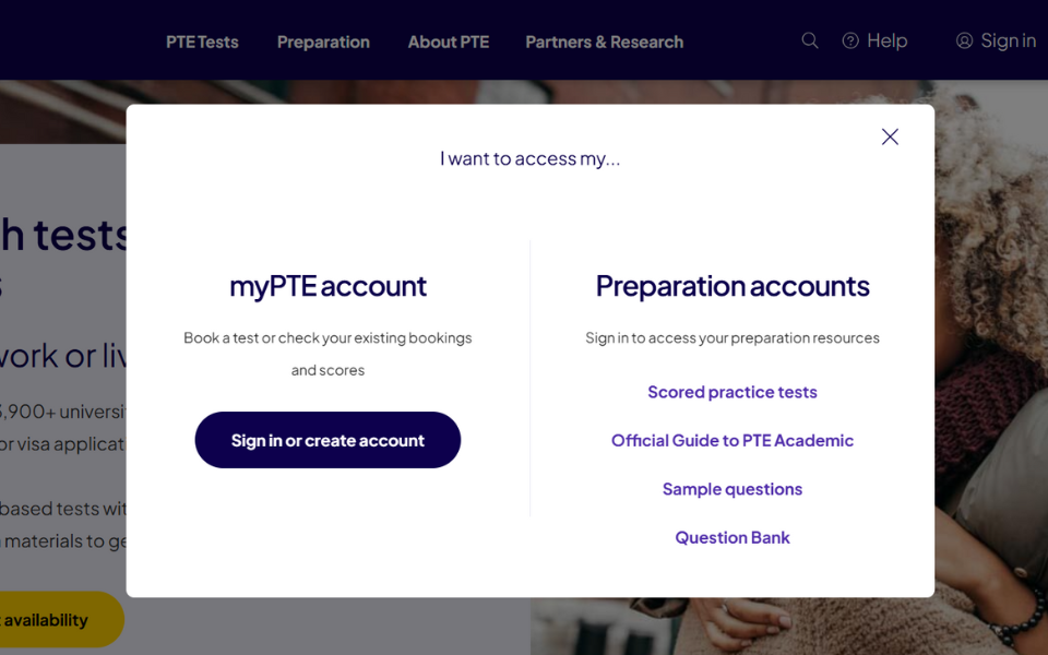 Hướng dẫn tạo tài khoản đăng ký thi PTE