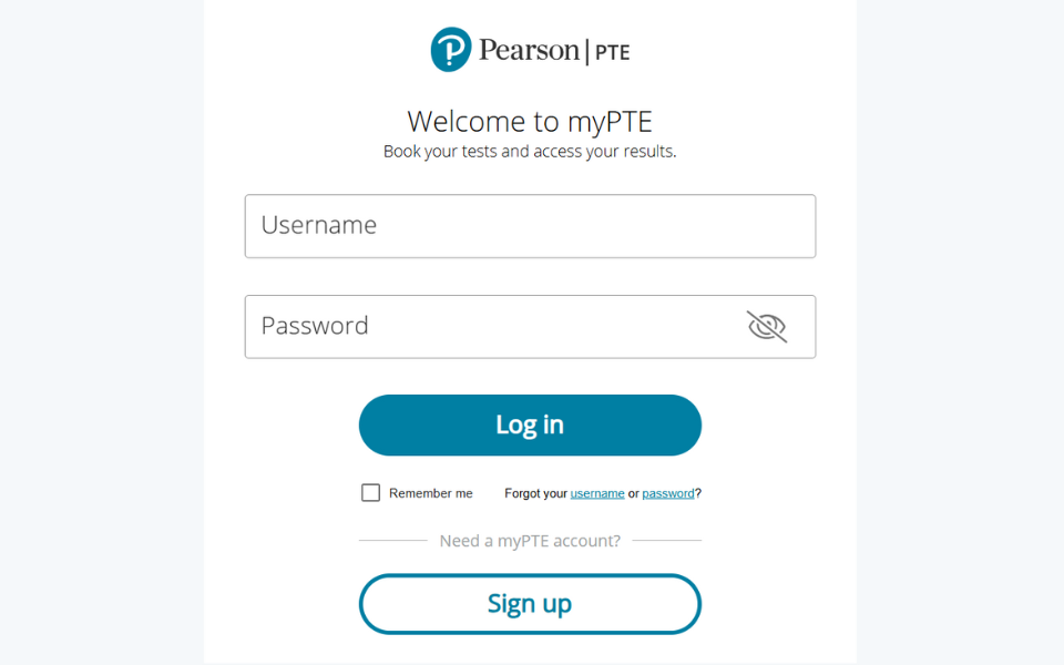 Form điền thông tin cá nhân khi đăng ký thi PTE