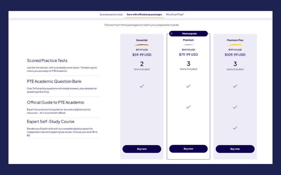 Chi phí các đề thi thử mockup của Pearson, trả lời cho câu hỏi thi PTE bao nhiêu tiền