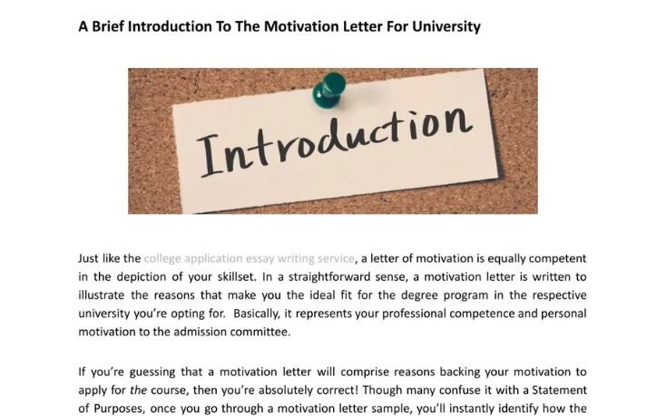 Phần mở đầu motivation letter
